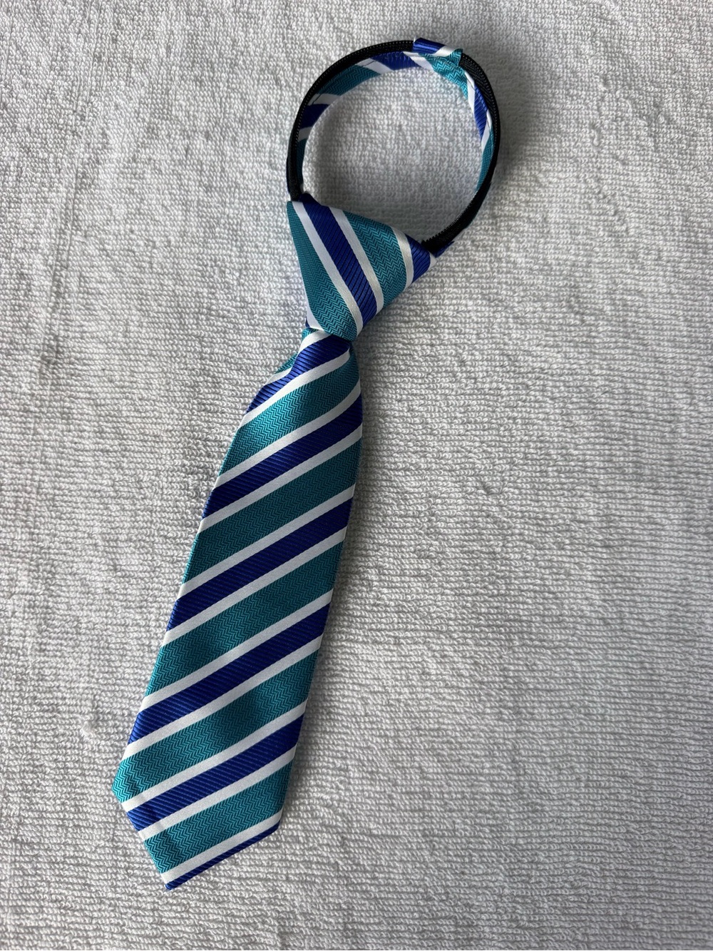Striped Aqua and Navy Toddler Boys' Pre-Tied Adjustable Tie